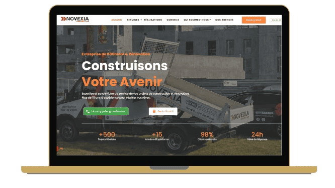 Site internet BTP Exxia Construction créé par Aurea Media, agence web à Paris