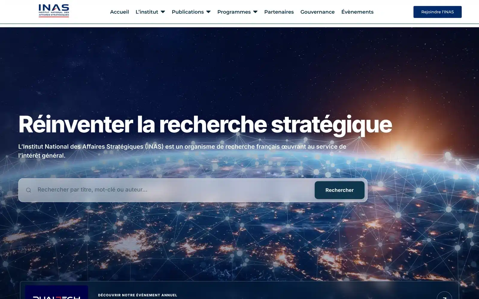 Page d’accueil du site INAS