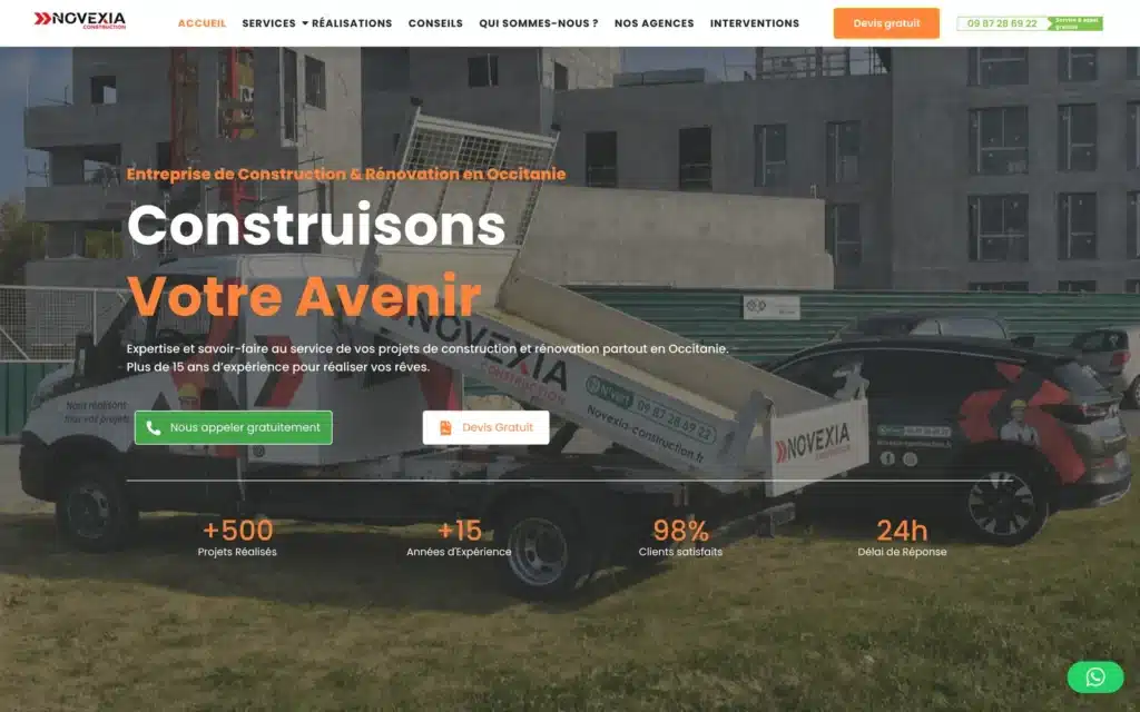 Site Novexia Construction réalisé par Aurea Media