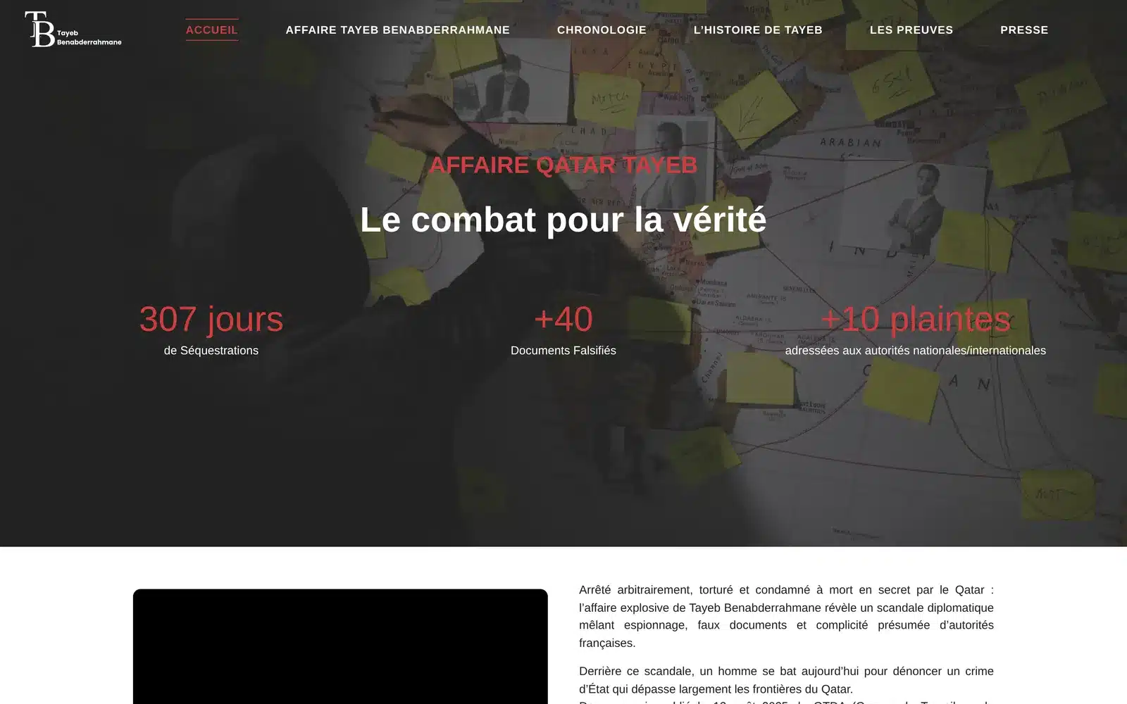 Page d’accueil du site Affaire Tayeb Benabderrahmane