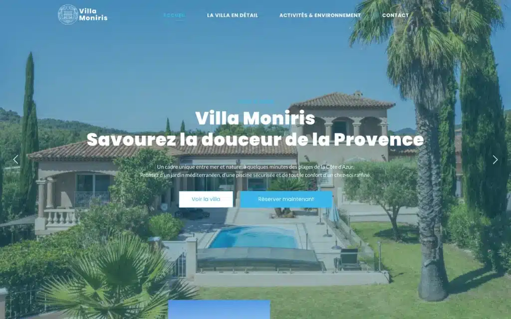 Site Villa Moniris réalisé par Aurea Media